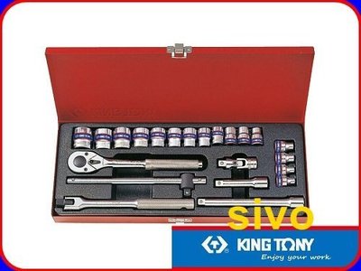 ☆SIVO電子商城☆KING TONY 3523MR06 專業級工具23件式 3/8" 三分 六角套筒扳手組