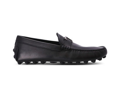 [全新真品代購-F/W23 SALE!] TOD'S T形裝飾 黑色皮革 樂福鞋 / 豆豆鞋 (TODS) Gommino