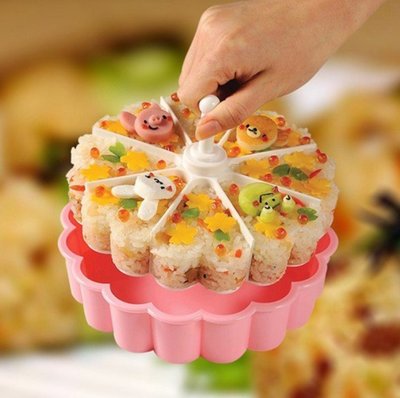 心形壽司飯糰模手柄蛋糕盤壽司模具套裝 烘焙果凍布丁杯千層飯團模具