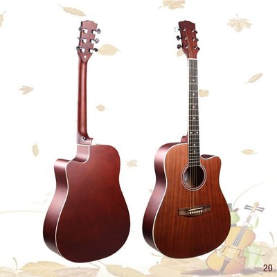 【山水樂器】木吉他初學琴41寸沙比利面南洋木啞光民謠樂器 H3541D