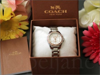 全新真品 Coach Watch 28mm 14502467 不銹鋼銀色/玫瑰金色 鑲水晶 女錶 鍊錶 石英手錶 禮盒裝