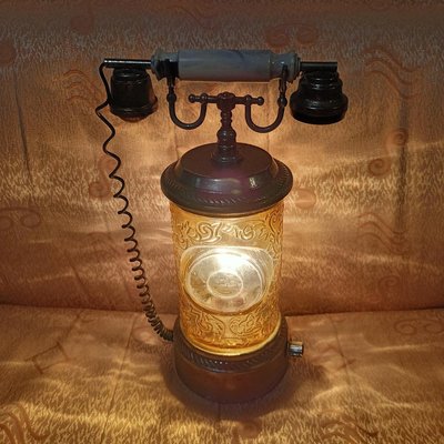 早期古董電話造型玻璃桌燈
