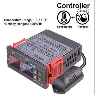 【公司貨】STC-3028數顯溫溼度控制器 溫溼度控制兩用 大棚孵化恆溼