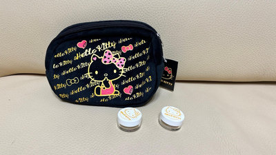 SANRIO 三麗鷗 HELLO KITTY 絨布 旅行組化妝包 含分裝罐X2 手拿包 收納包 旅行包 可愛