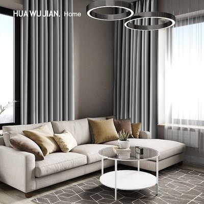 現貨熱銷-流行 年新款現代簡約輕奢客廳臥室飄窗高級感精密遮光布窗簾(null)