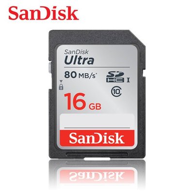 SANDISK 16G Ultra SD C10 UHS-I 80MB/s 保固公司貨(SD-SD80M-16G)