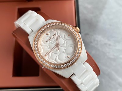 【熱賣精選】COACH 陶瓷錶帶 C字母錶盤 石英手錶 女錶 腕錶