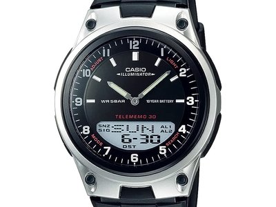 [專業] 運動錶 [CASIO AW-80-1AVDF] 卡西歐 雙顯/十年電力錶[黑面]計時/軍/日本錶