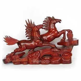INPHIC-開運 越南紅木工藝品 木雕風水擺飾 如意雙馬 大款50cm