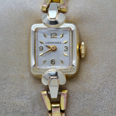 《寶萊精品》Longines 浪琴金乳白方正型手動女子錶