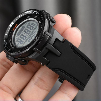 適配卡西歐PRG-300/PRW-6000/6100/3000/3100運動硅膠手錶帶配件