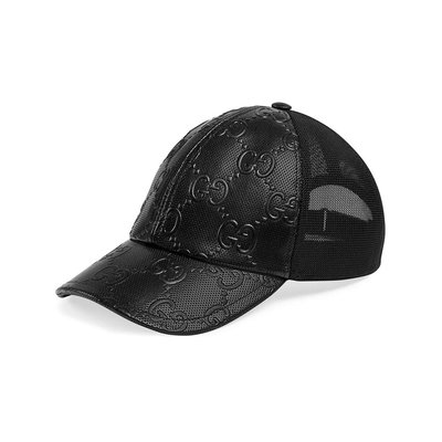 [全新真品代購] GUCCI GG壓紋皮革 帽子 / 網帽 / 棒球帽 627156 (雙G)