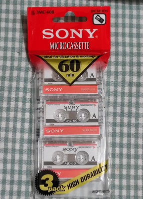 全新 迷你空白錄音帶 卡帶SONY MC-60 3卷 microcassette