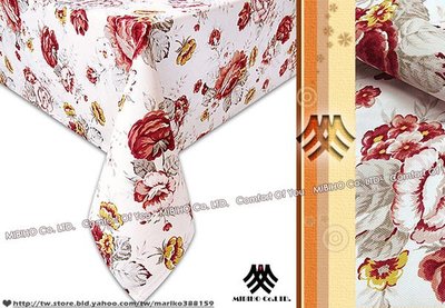 《M.B.H─玫瑰花園》純棉防潑水桌巾(白)(140x180cm)