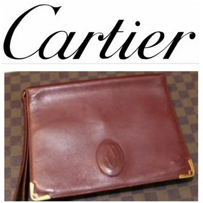 新 Cartier 法國 卡地亞 真皮 中性款 手拿包 女款 男款 手提包 牛皮 皮革$768 1元起標 美品