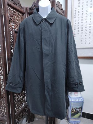 (九成五新)DKNY深鐵灰前扣式微鋪棉防風長大衣(L)(XL)(B689)