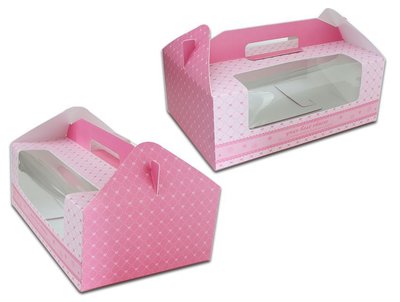 含稅【粉色愛心 6格手提盒+底托(2款)】200組/箱 手提蛋糕盒 甜點盒 點心盒 麵包盒 烘焙 C-MS-6-B百