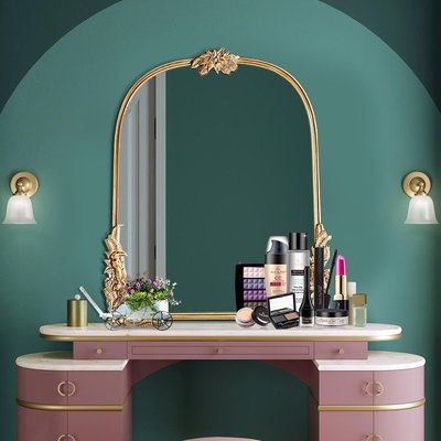 【熱賣精選】 法式梳妝鏡復古風公主桌面雕花古典壁掛裝飾浴室歐美式定制化妝鏡