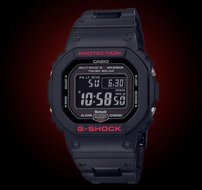 全新 GW-B5600HR-1 G-SHOCK品牌代表色-紅與黑為主調手錶整體外觀以沉穩的黑色