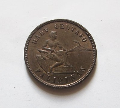 美屬菲律賓1903年1/2半分銅幣 UNC未流通美品 少見好品相