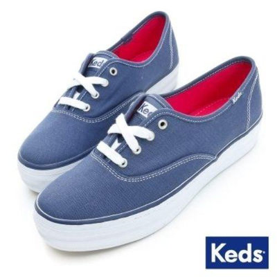 Keds TRIPLE 女款藍厚底帆布鞋 NO.KB5590