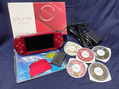 Sony PSP-3007 烈豔紅 主機盒裝、原廠遊戲片*5 二手美品