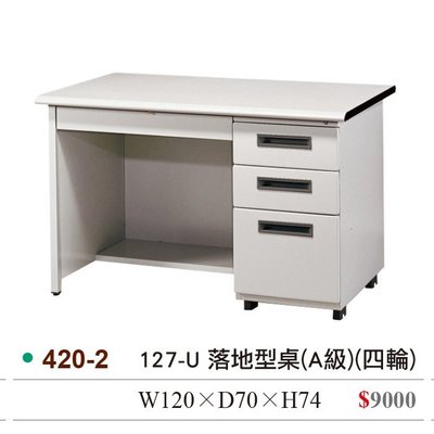 【OA批發工廠】127-U 120*70 落地型辦公桌 工作桌 實驗桌 A級 四輪滑軌 高荷重 高承重 420-2