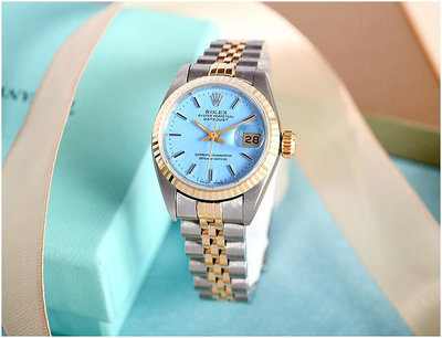 大銘腕錶 二手極新品 勞力士 ROLEX 蠔式女錶 69173 蒂芬妮藍面 26MM RX045002