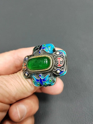 【二手】民國時期老翡翠玉石雕刻的戒指一件， 舊貨 古董 收藏 【尋秦記】-5933