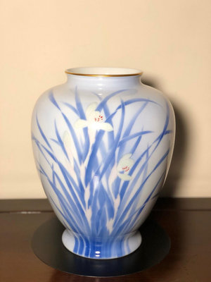 特價！日本香蘭社 深川制瓷花瓶 官窯染付級別 線蘭花紋 花瓶
