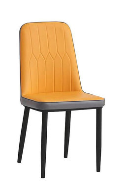 【生活家傢俱】JF-479-9：橘色皮黑鐵腳餐椅【台中家具】洽談椅 商業空間 造型椅 皮餐椅 書桌椅 PU皮+鐵腳