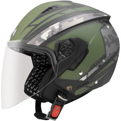 Astone 安全帽彩繪半罩迷彩內建墨鏡RST AQ1 消光黑綠
