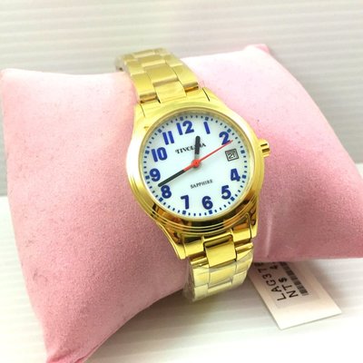 日本 TIVOLINA 高帽子 藍寶石水晶玻璃 金色 寶藍字針 不鏽鋼錶帶 手錶  女錶 石英錶 LAG3766BA