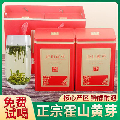 綠茶霍山黃芽年新茶安徽六安春茶濃香茶葉耐泡雨前嫩芽500g禮盒裝
