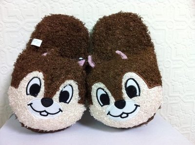 日本迪士尼奇奇蒂蒂小松鼠可愛玩偶亮亮絨毛舒適室內拖鞋