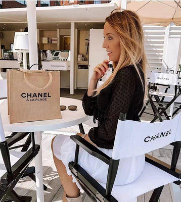 Chanel外灘展會vip高級禮品麻料托特包沙灘包