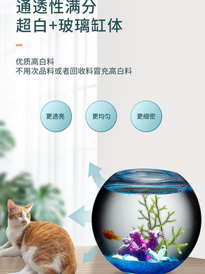 專場:玻璃魚缸客廳小型圓形創意桌面加厚金魚缸生態造景家用懶人斗魚缸
