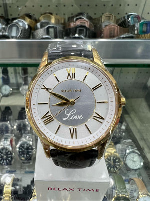 【金台鐘錶】RELAX TIME 經典學院風格腕錶 皮錶帶-金框x白色/36mm (RT-58-15L)