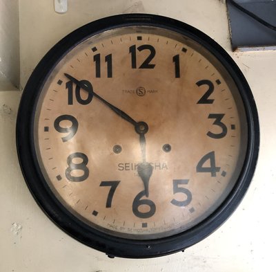 日據時期SEIKOSHA 14DAY圓型漆器框 手動上鍊老時鐘