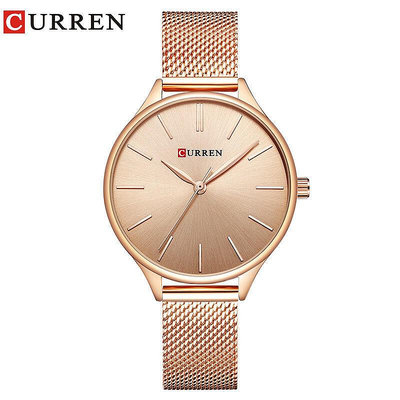 新款Curren9024卡瑞恩女士休閒石英手錶不鏽鋼網帶手錶學生手錶