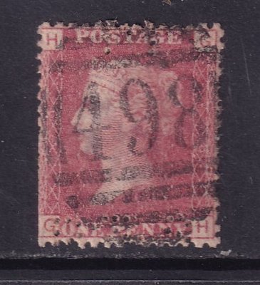 【熱賣下殺價】英國古典郵品-紅便士郵票GH舊票1枚，防盜機械打孔。
