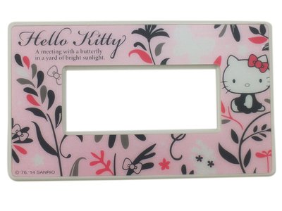 【卡漫迷】 Hello Kitty 三孔 開關 蓋板 葉子粉 ㊣版 三麗鷗 凱蒂貓 按鍵 裝飾板 家飾 造型 黏貼式