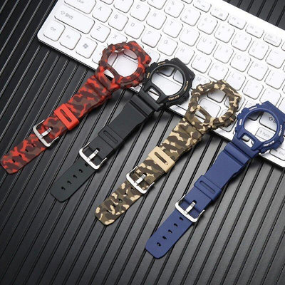 樹脂錶帶錶殼套裝適用於卡西歐G-SHOCK DW6900 DW6600 DW6930男式女版錶帶迷彩手鐲手錶配件
