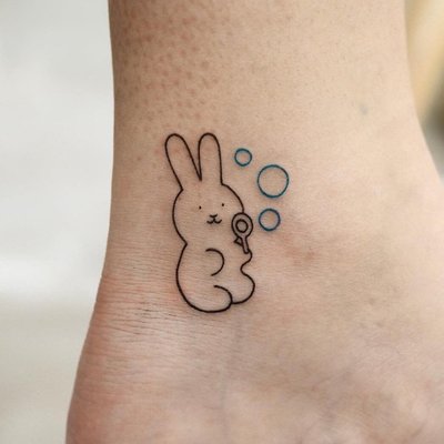 【萌古屋】】可愛吹泡泡兔子 - 防水紋身貼紙刺青貼紙 HC-3025
