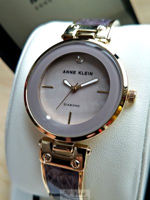 Anne Klein手錶時尚精品錶款，編號:AN00135,紫色錶面金紫色金屬琺瑯錶帶款