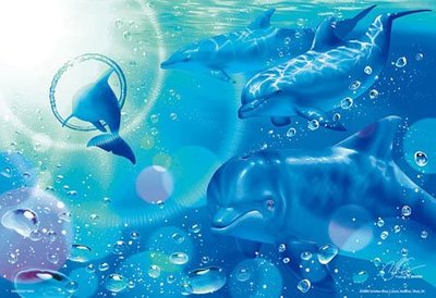 83-926  絕版夜光300片日本正版拼圖．Lassen 海洋 海豚