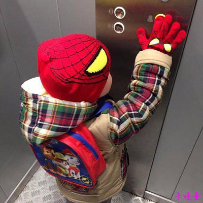 兒童冬季針織毛線帽 卡通蜘蛛人帽子手套圍巾三件式保暖