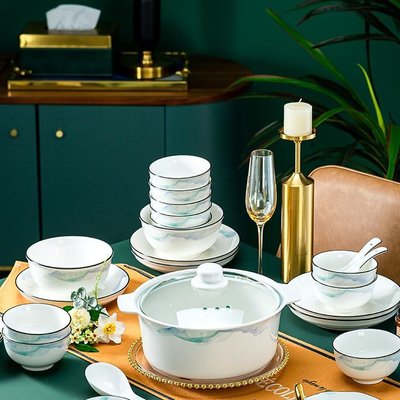 碗碟套裝陶瓷碗盤餐具中式盤子ins風碗家用2022新款簡約現代飯碗~特價