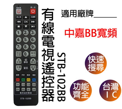 現貨｜12小時內出貨 有線電視機上盒遙控器 STB-102BB 適用中嘉BB寬頻