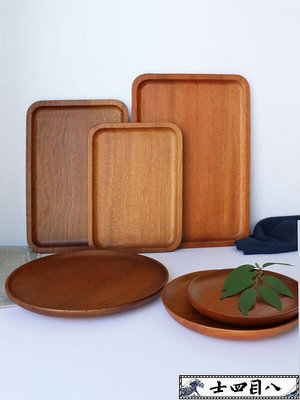 【木製】實木盤子木質平盤長方形托盤烏檀木點心果盤家用木圓盤餐盤*訂金